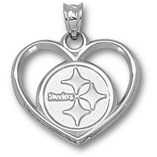 Sterling Silver Pittsburgh Steelers Logo Heart Pendant
