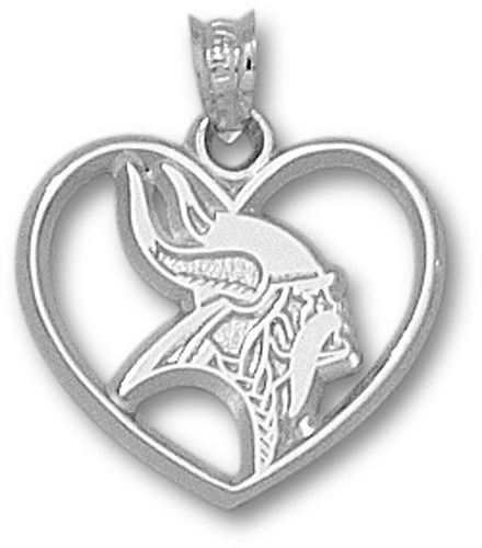 Sterling Silver Minnesota Vikings Logo Heart Pendant