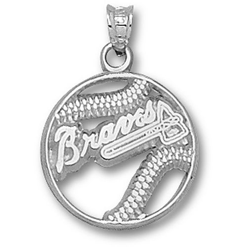 Sterling Silver Atlanta Braves Pierced Baseball Pendant
