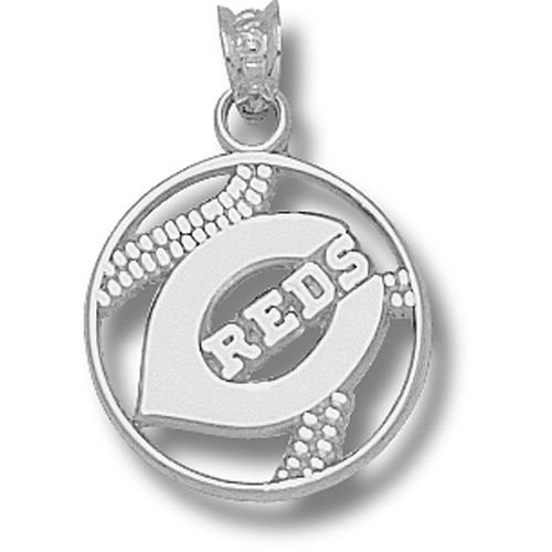 Sterling Silver Cincinnati ""C Reds"" Baseball Pendant