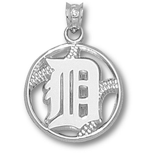 Sterling Silver Detroit Tigers ""D"" Baseball Pendant