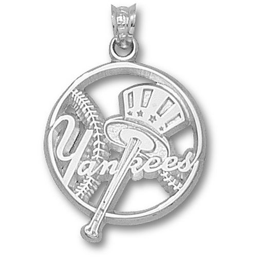 Sterling Silver New York ""Yankees"" Bat & Logo Pendant