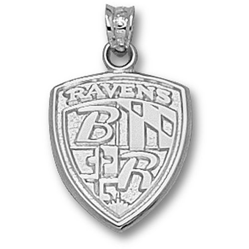 Sterling Silver Baltimore Ravens Shield Logo Pendant