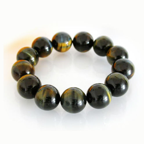 Natural Yellow-Blue Colored Tiger Eye Textured Bracelet