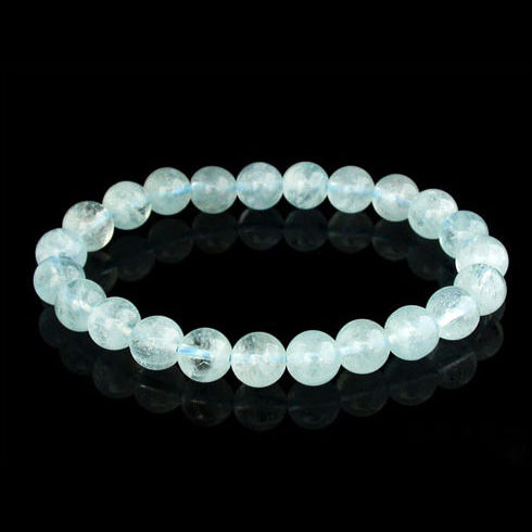 Natural Crystal Aquamarine Beaded Bracelet for Girls