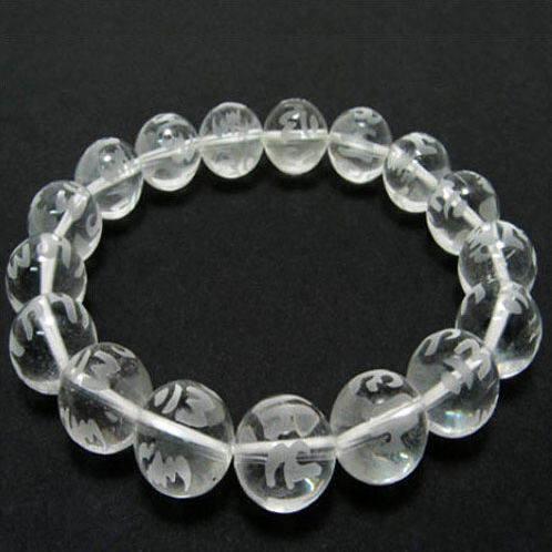 Natural White Crystal Mantra Beaded Bracelet