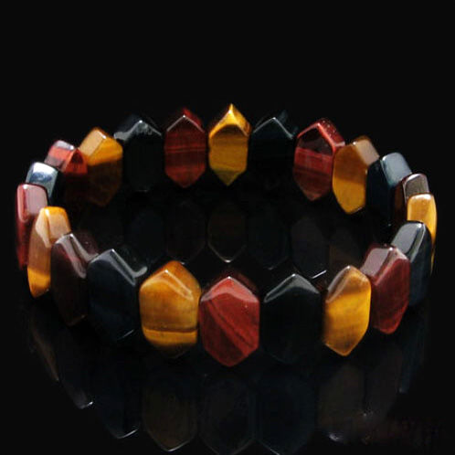 Colorful Tiger Eye Natural Hand Rowed Bracelet Crystal