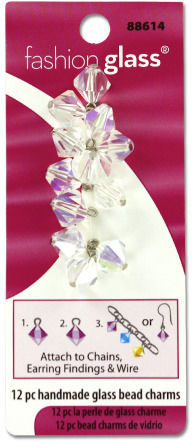 12-Pack Transparent Glass Bead Charms Case Pack 24