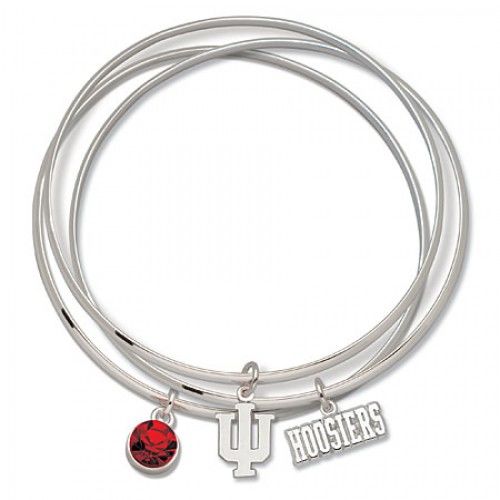 Red Crystal Indiana University Bangle Bracelet Set