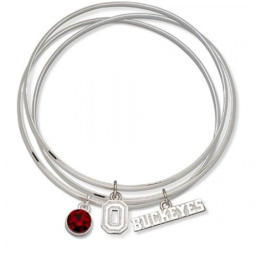 Red Crystal Ohio State University Bangle Bracelet Set