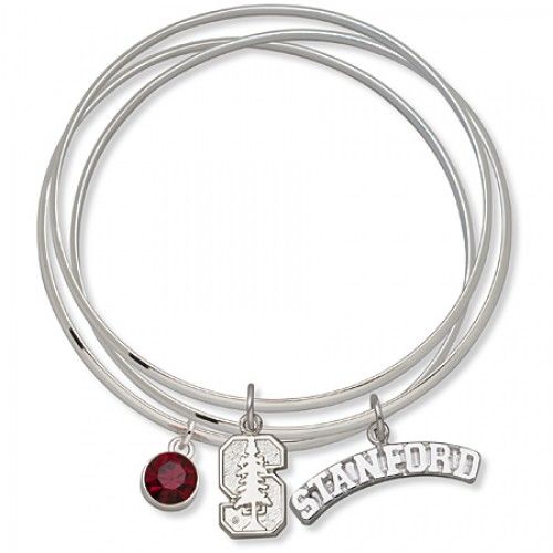Red Crystal Stanford University Bangle Bracelet Set