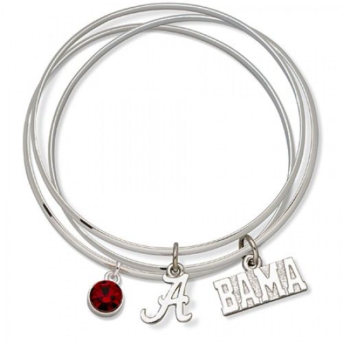 Red Crystal University of Alabama Bangle Bracelet Set