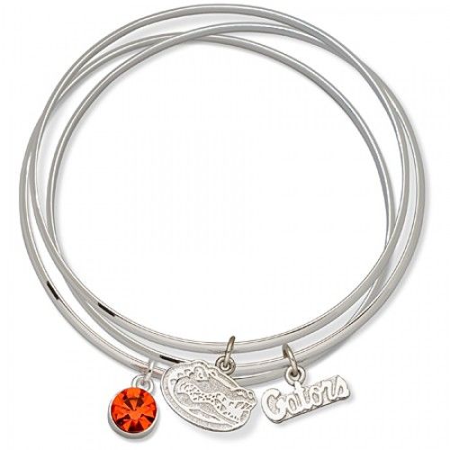 Orange Crystal University Florida Bangle Bracelet Set