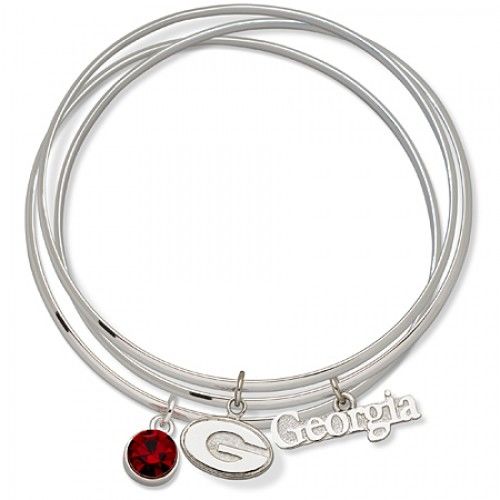 Red Crystal University of Georgia Bangle Bracelet Set