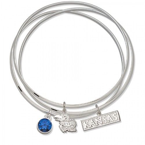 Blue Crystal University of Kansas Bangle Bracelet Set