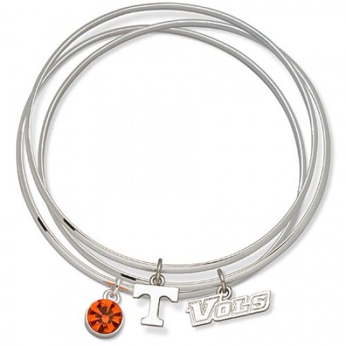 Orange Crystal University Tennessee Bangle Bracelet Set