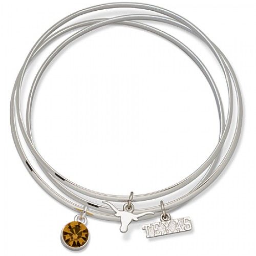 Yellow Crystal University of Texas Bangle Bracelet Set