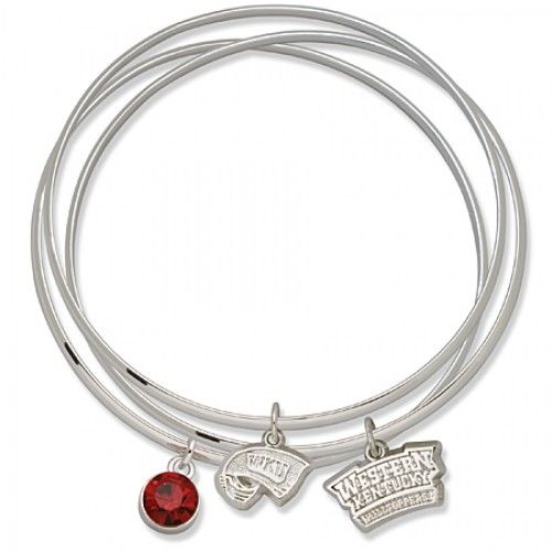 Red Crystal Western Kentucky Univ. Bangle Bracelet Set