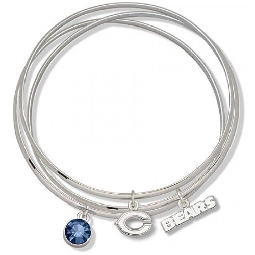 Blue Crystal Chicago Bears Bangle Bracelet Set