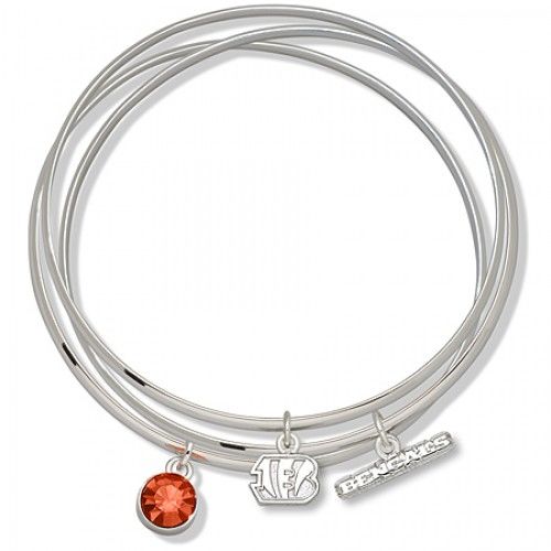 Orange Crystal Cincinnati Bengals Bangle Bracelet Set
