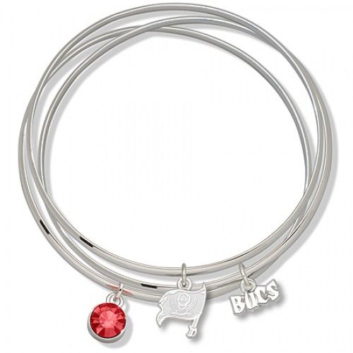 Red Crystal Tampa Bay Buccaneers Bangle Bracelet Set