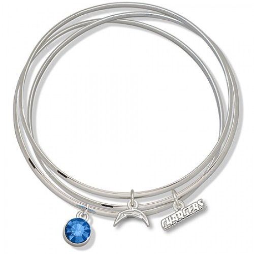 Blue Crystal San Diego Chargers Bangle Bracelet Set