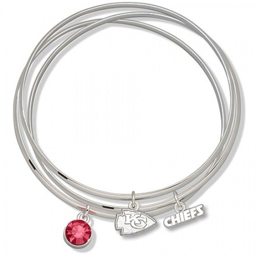 Red Crystal Kansas City Chiefs Bangle Bracelet Set