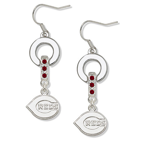 Red Crystal Cincinnati Reds Mvp Dangle Earrings