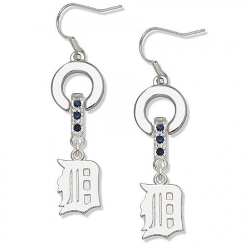 Blue Crystal Detroit Tigers Mvp Dangle Earrings