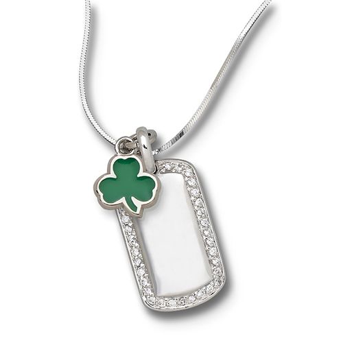 Sterling Silver Boston Celtics Enamel Shamrock Pendant