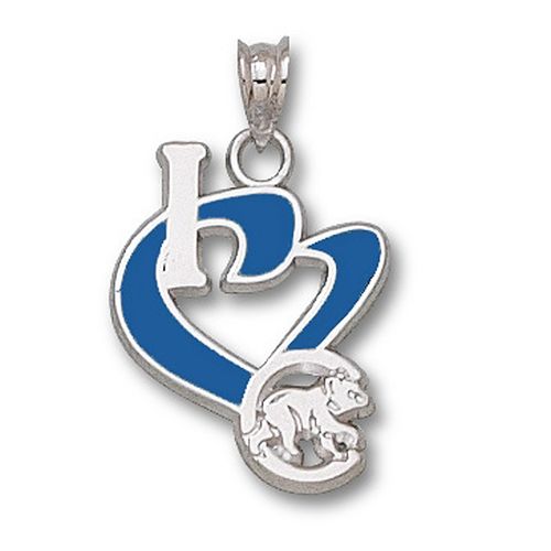 Womens Mlb Chicago Cubs ""I Heart C Bear"" Enamel Pendant