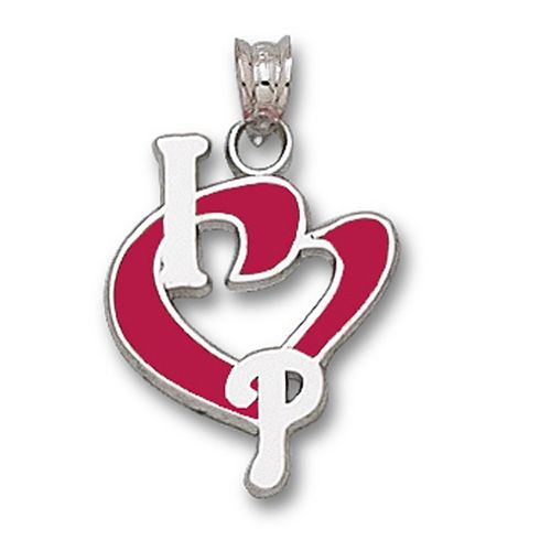 Womens Philadelphia Phillies I Heart P Enamel Pendant