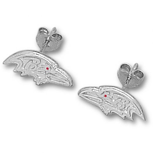 Sterling Silver Baltimore Ravens Profile Logo Earrings