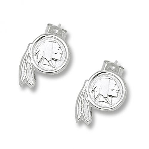 Sterling Silver Washington Redskins Logo Post Earrings