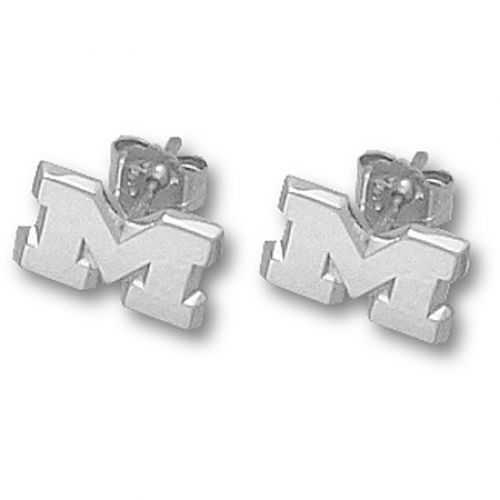 Sterling Silver University of Michigan ""M"" Earrings New