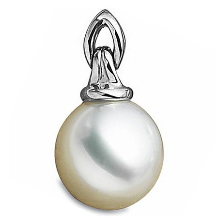 12mm Round Pearl Pendant in 18k White Gold.
