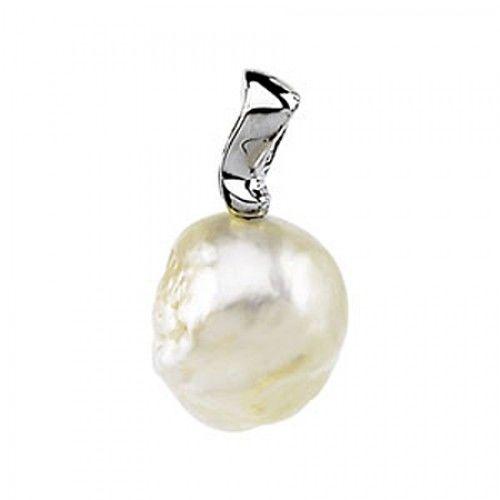 11mm Irregular Pearl Pendant in 14k White Gold.