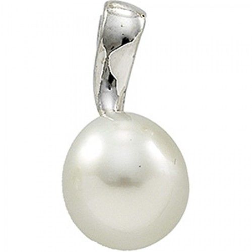 11mm Semiround Pearl Pendant in 14k White Gold.