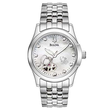 Ladies 96p114 Bulova Watch Diamond Hearts - Mechanical