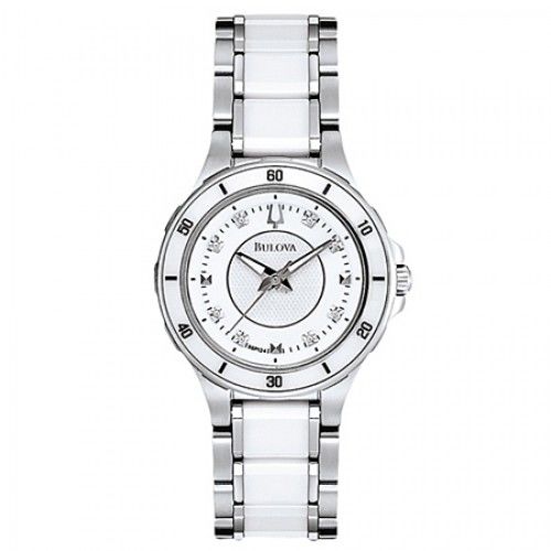 White 98p124 Bulova Watch - Ladies Diamond Collection