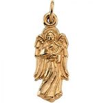 14k Yellow Gold Angel with Harp Pendant - 21mm New