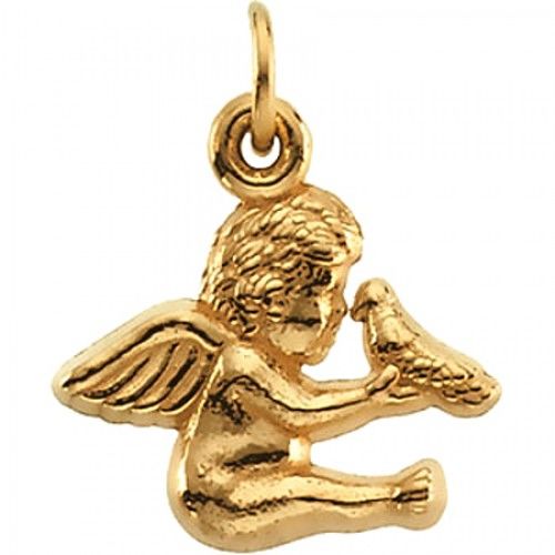 14k Yellow Gold Angel with Holy Spirit Medal - 14mm