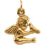 14k Yellow Gold Angel with Holy Spirit Medal - 19mm