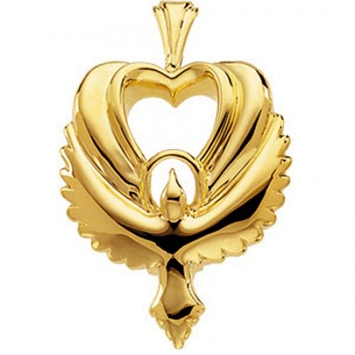 Righteous 14k Yellow Gold Holy Spirit Heart Pendant