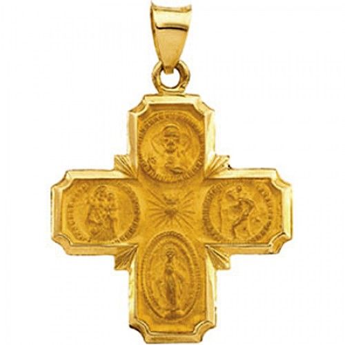 Holy 14k Yellow Gold Cross Pendant