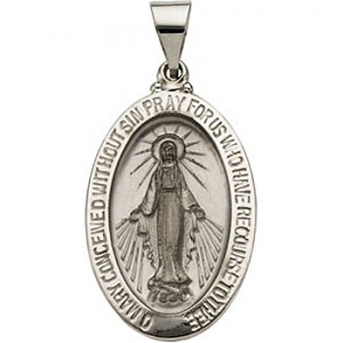 Divine 14k White Gold Jesus Medal Pendant