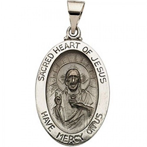 Devout 14k White Gold Jesus Medal Pendant