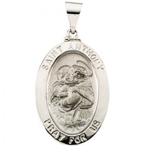 Spiritual 14k White Gold St. Anthony Medal Pendant