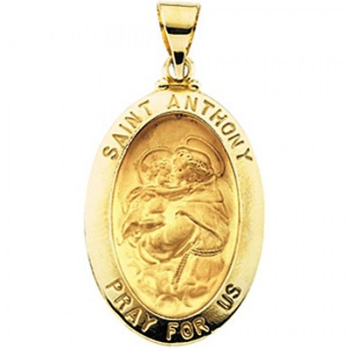 Prayerful 14k Yellow Gold St. Anthony Medal Pendant