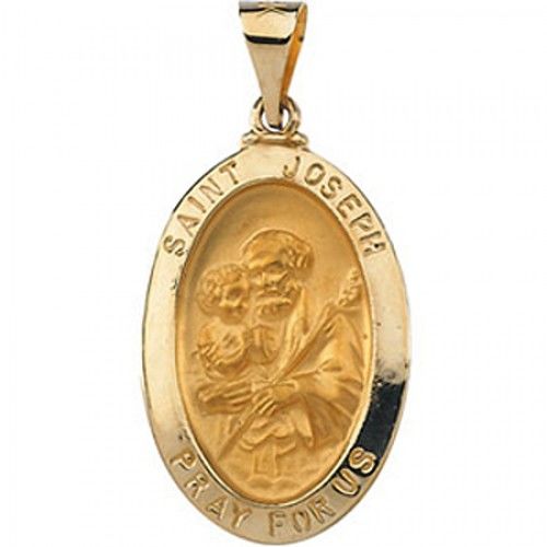 Divine 14k Yellow Gold St. Joseph Medal Pendant